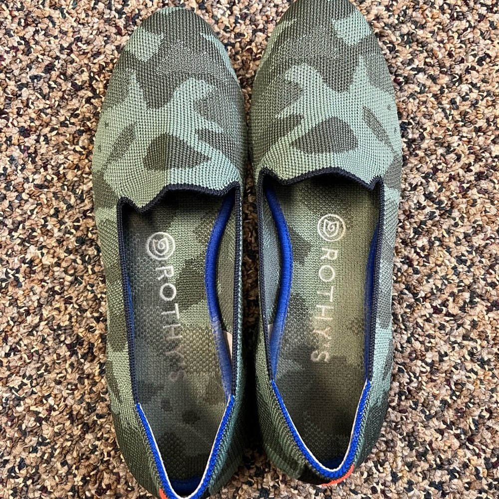 Rothy’s Olive Camo Shoes 7 1/2